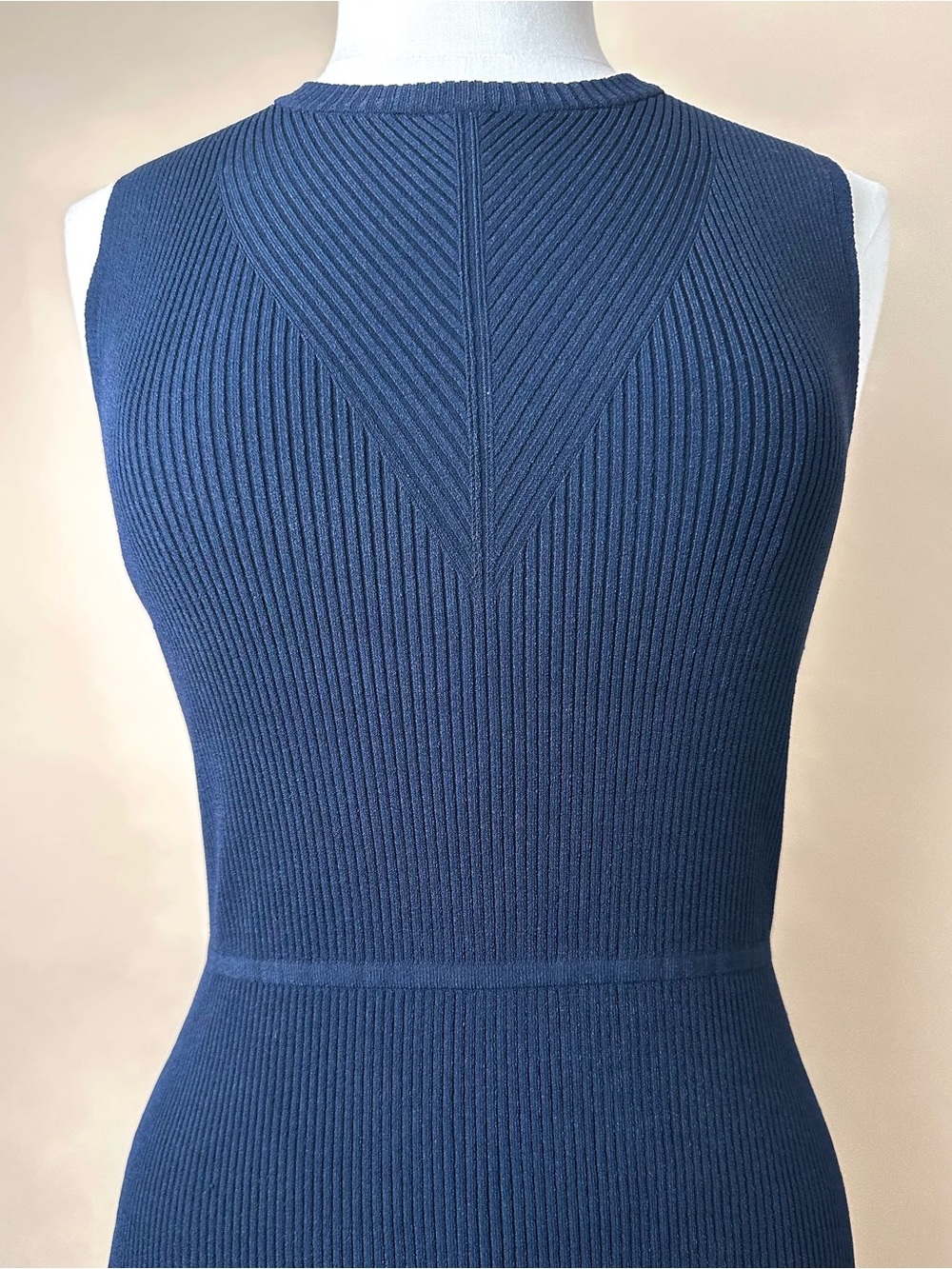 Banana Republic NWT Ribbed Knit Midi Dress Navy Sleeveless Size M - Picture 6 of 8